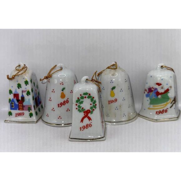 Vintage Lilian Vernon LVC Porcelain Miniature Christmas Bells Boxes‎ 1989 1986 - Picture 2 of 8